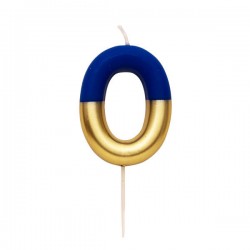 CANDELINA NUMERO 0 BLU/ORO 10,5cm