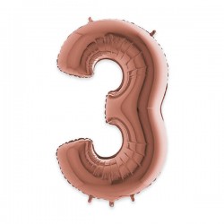 PALLONE NUMERO 3 MYLAR 102cm 40 ROSE GOLD
