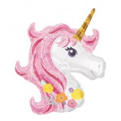PALLONE MYLAR MINI SHAPE UNICORNO 9 23cm ***AD ARIA***