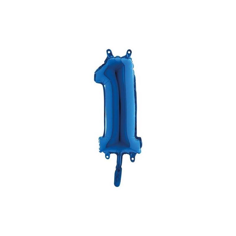 PALLONE NUMERO 1 MYLAR 14 36cm BLU