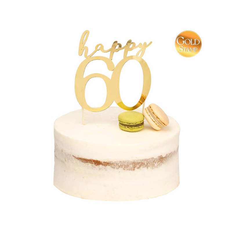 CAKE TOPPER ORO HAPPY 60 13x12cm