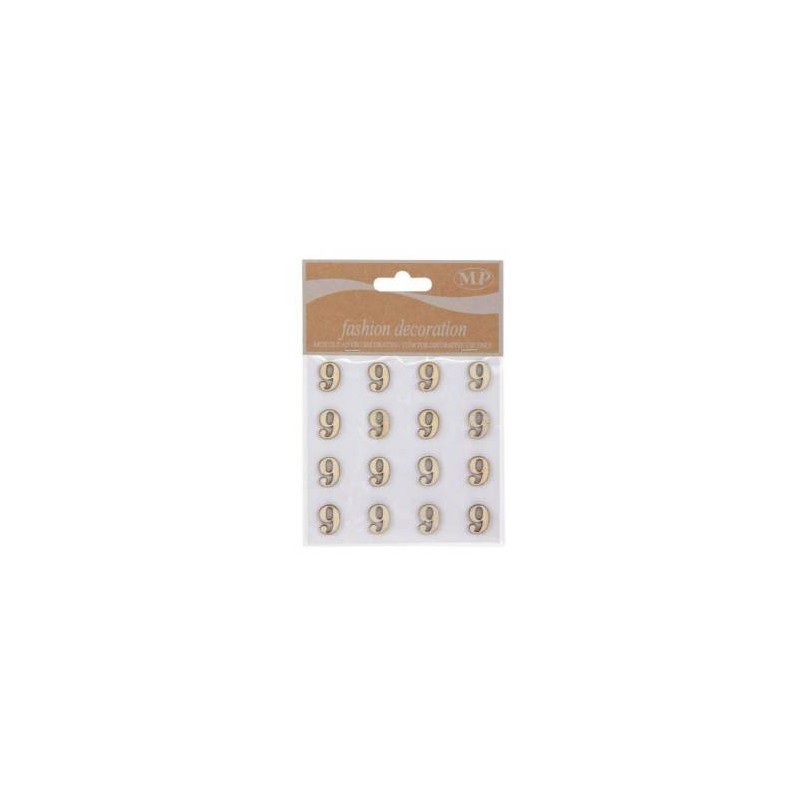 NUMERI 9 IN LEGNO 10x10cm 16pz
