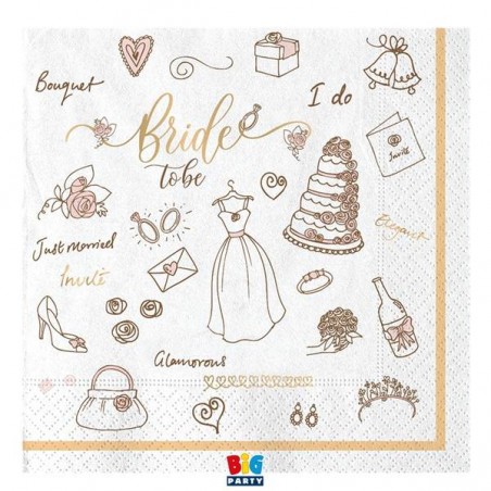 TOVAGLIOLI 33x33cm BRIDE TO BE 20pz