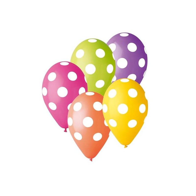 PALLONCINI IN LATTICE POIS COLORI ASSORTITI 5pz