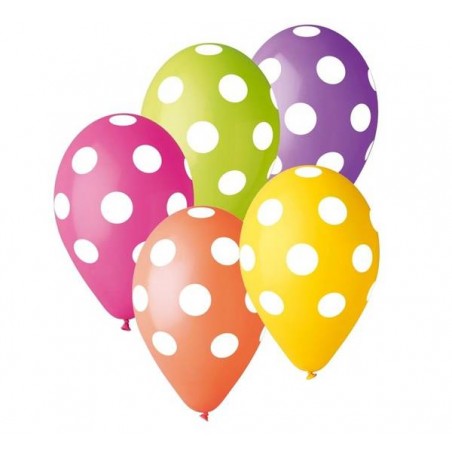 PALLONCINI IN LATTICE POIS COLORI ASSORTITI 5pz