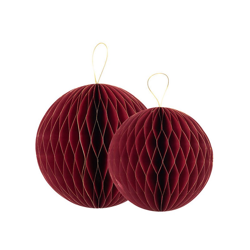 DECORAZIONI SFERE CARTA 25/30cm ROSSO ORO 2pz