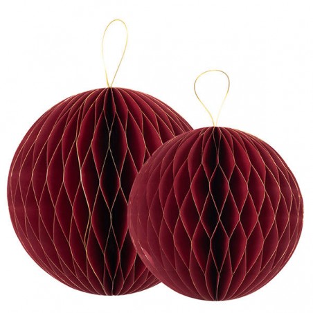 DECORAZIONI SFERE CARTA 25/30cm ROSSO ORO 2pz