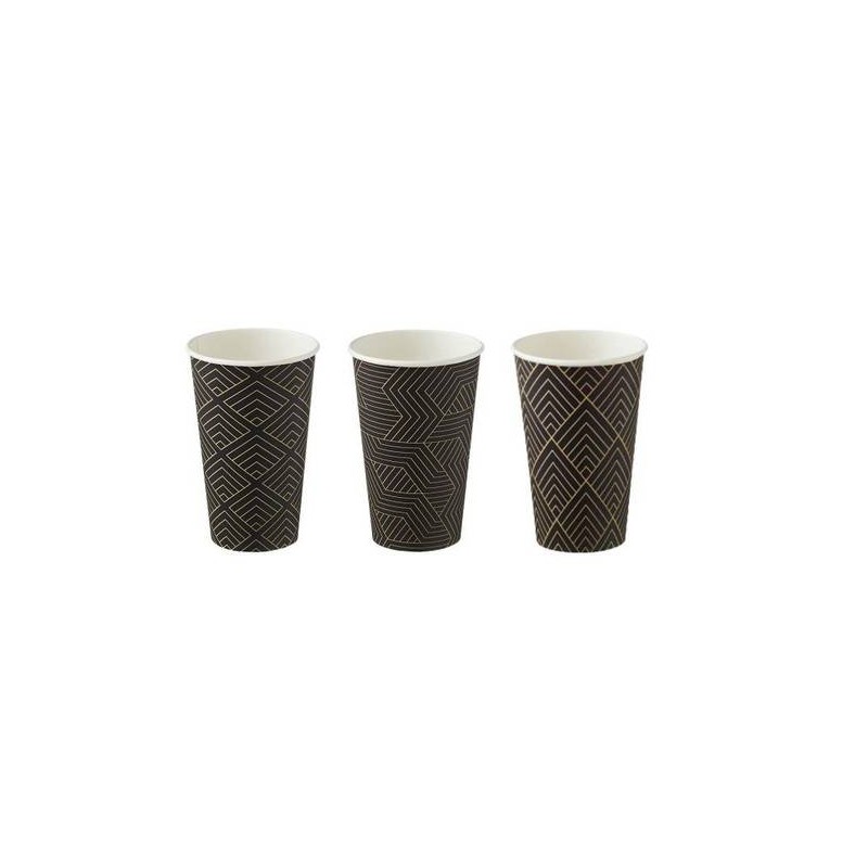 BICCHIERE CARTA NIGHT NERO/ORO 470ml ø9x13cm 50pz