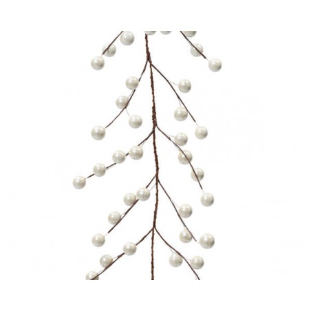 GHIRLANDA RAMO BACCHE BIANCO PERLATO 130cm