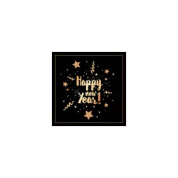 TOVAGLIOLI 33x33cm NEW YEAR GLITTER BLACK 20pz