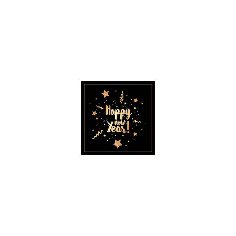 TOVAGLIOLI 33x33cm NEW YEAR GLITTER BLACK 20pz