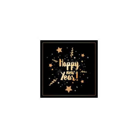 TOVAGLIOLI 33x33cm NEW YEAR GLITTER BLACK 20pz