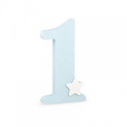 NUMERO 1 LEGNO 16,5x3,5x30cm AZZURRO