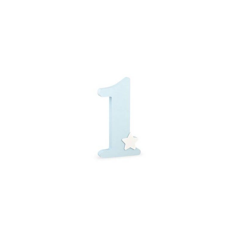 NUMERO 1 LEGNO 16,5x3,5x30cm AZZURRO