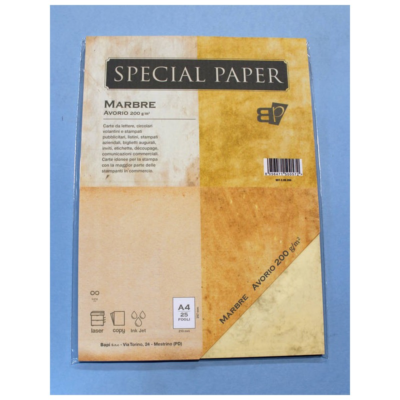 CARTA A4 21x29,7 MARBRE AVORIO gr.200 25fg