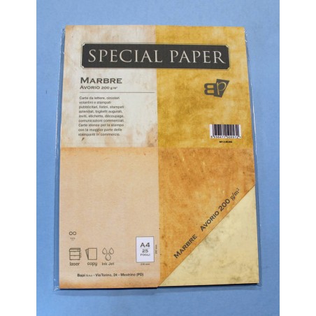 CARTA A4 21x29,7 MARBRE AVORIO gr.200 25fg