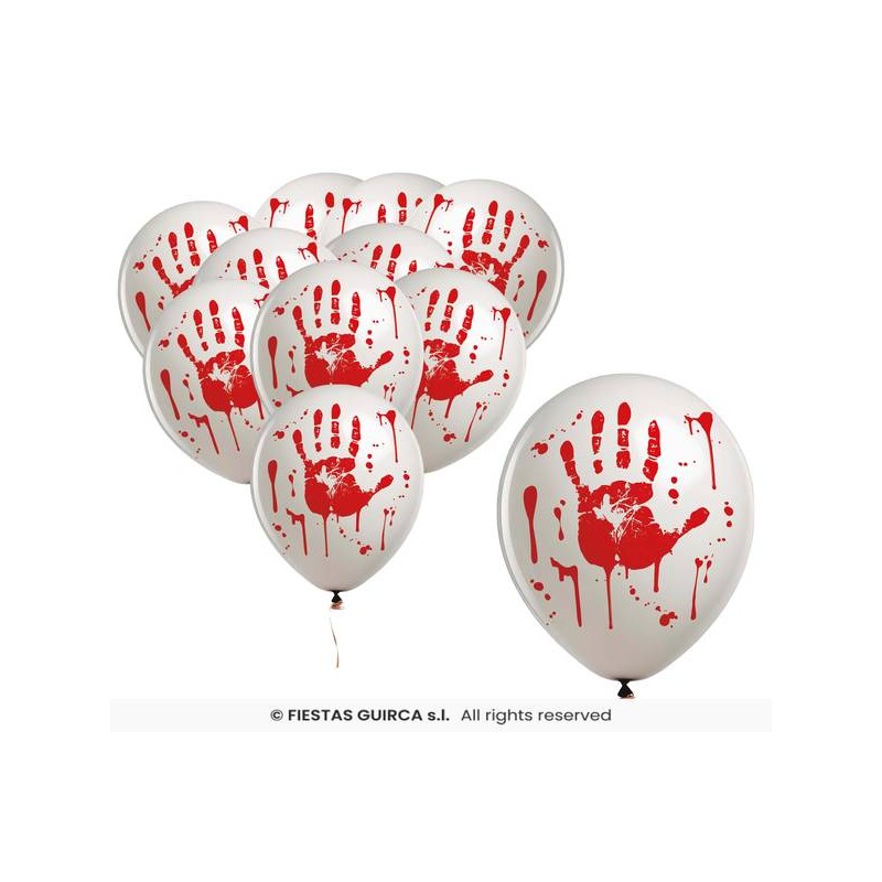 PALLONCINI BIANCHI 30cm  MANO INSANGUINATA 10pz