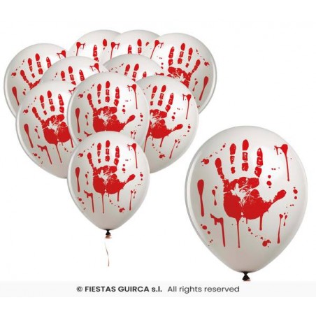 PALLONCINI BIANCHI 30cm  MANO INSANGUINATA 10pz
