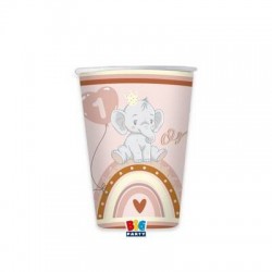 BICCHIERI CARTA 200cc PRIMO COMPLEANNO BOHO ROSA 8pz