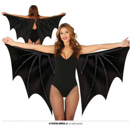 ALI DI PIPISTRELLO IN TESSUTO 170x80cm NERE