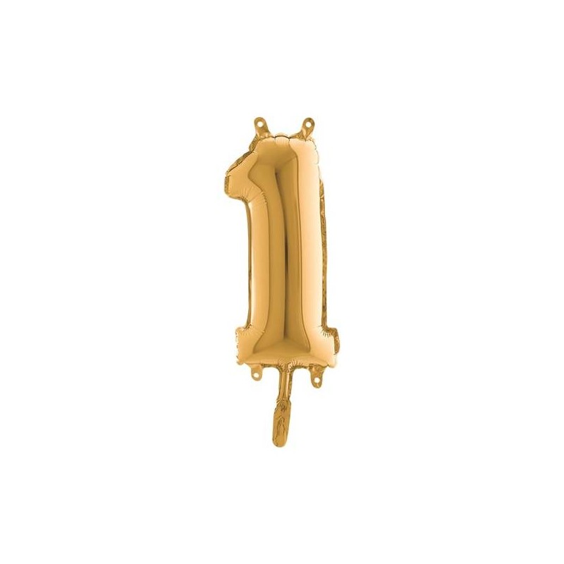 PALLONE NUMERO 1 MYLAR 36cm ORO