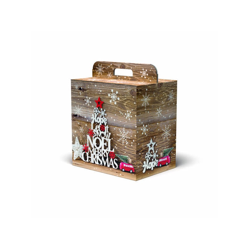 SCATOLA REGALO C/MANIGLIA LINEA 200 33x24x34cm SNOWFLAKES PORTATA 6kg