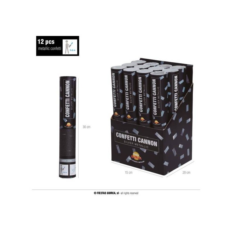 SPARA CORIANDOLI 30cm ARGENTO METALLIZZATO