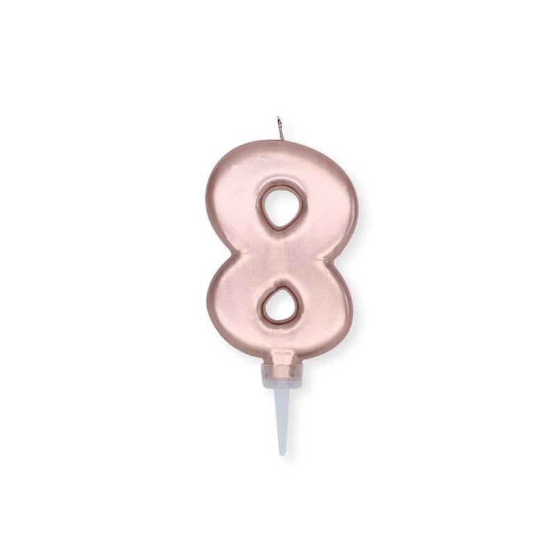 CANDELINA NUMERO 8 ROSE GOLD METAL 10cm