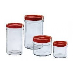 VASO VETRO ORTES 1000cc C/TAPPO ROSSO