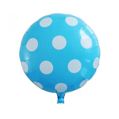 PALLONE MYLAR TONDO 45cm POIS CELESTE