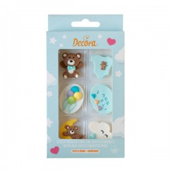 DECORAZIONI IN ZUCCHERO BABY BOY 6pz DECORA
