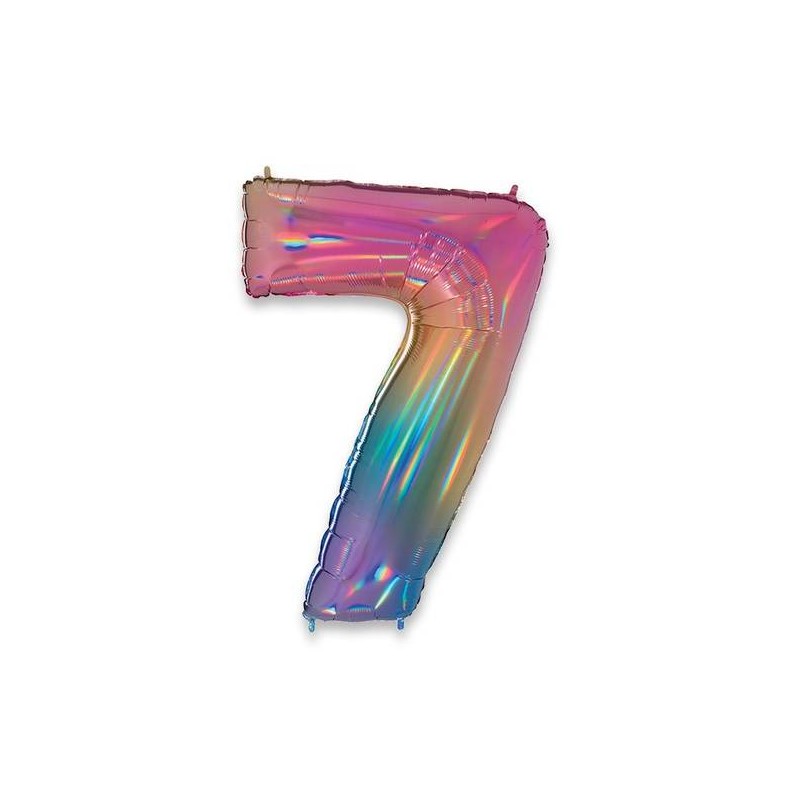 PALLONE NUMERO 7 MYLAR 102cm 40 RAINBOW