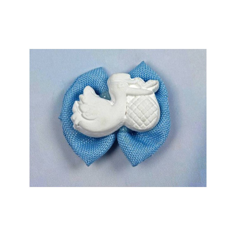 APPLICAZIONE PAPILLON TESSUTO COL.CELESTE C/CICOGNA GESSO 12pz