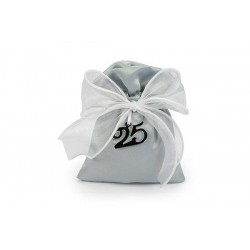 SACCHETTO ARGENTO 25ANNI CON FIOCCO 10x13cm 10pz