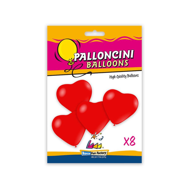PALLONCINI IN LATTICE CUORE ROSSO PASTELLO 11 25cm 8pz