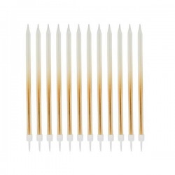 CANDELINE C/SUPPORTO SFUMATE ORO 12pz