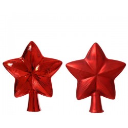 PUNTALE ALBERO IN VETRO A FORMA DI STELLA ROSSO 2ass.ti 1pz