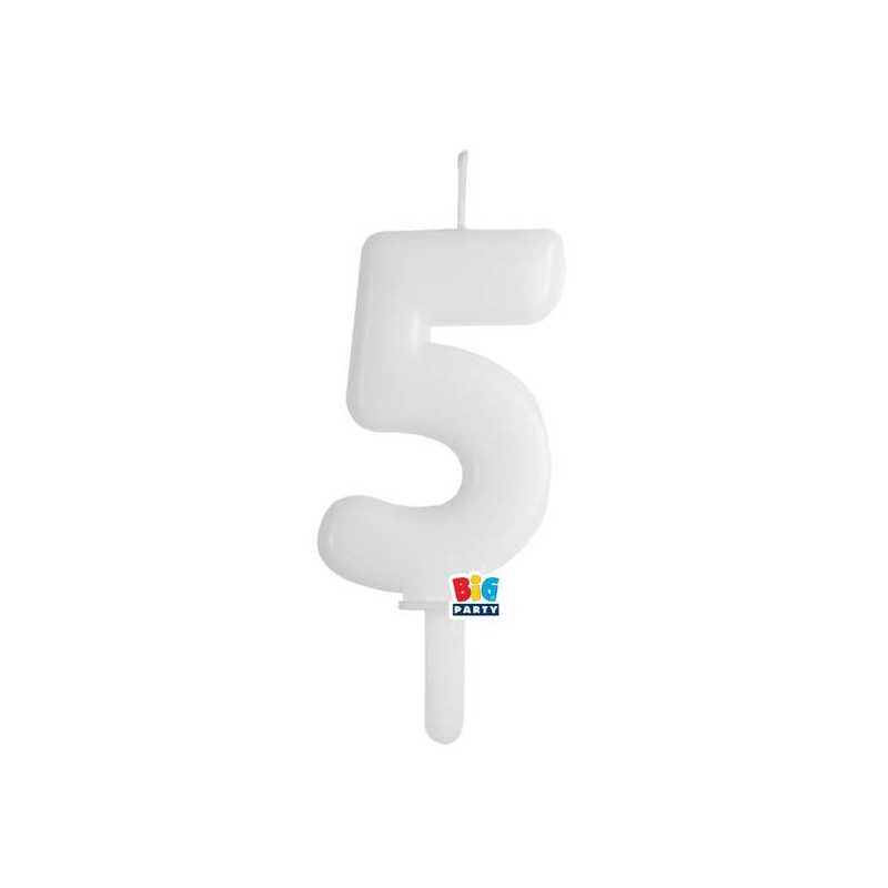 CANDELINA NUMERO 5 TINY PLUMP BIANCO 7cm