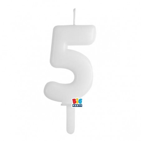 CANDELINA NUMERO 5 TINY PLUMP BIANCO 7cm