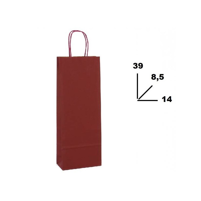 BORSA CARTA COLOR BOTTIGLIA MIS.14+8,5x39cm BORDEAUX 594