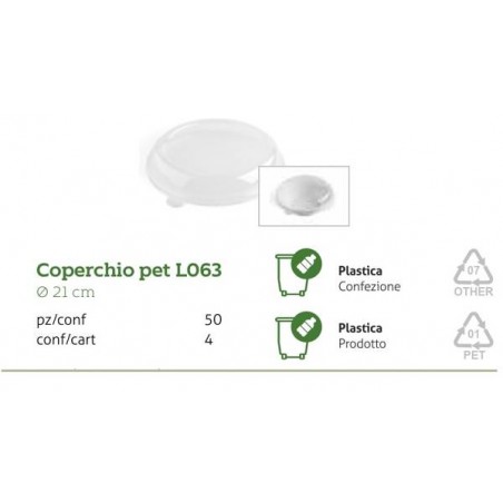 COPERCHIO PET INSALATIERA POLPA 950ml ø21cm 50pz