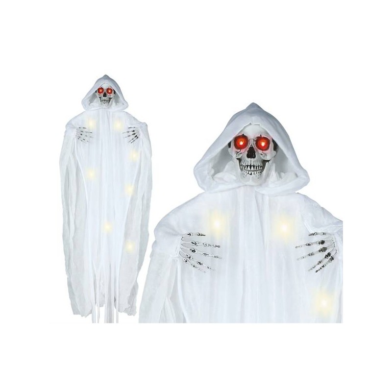 DECORAZIONE DA APPENDERE SCHELETRO BIANCO 185cm C/LUCE