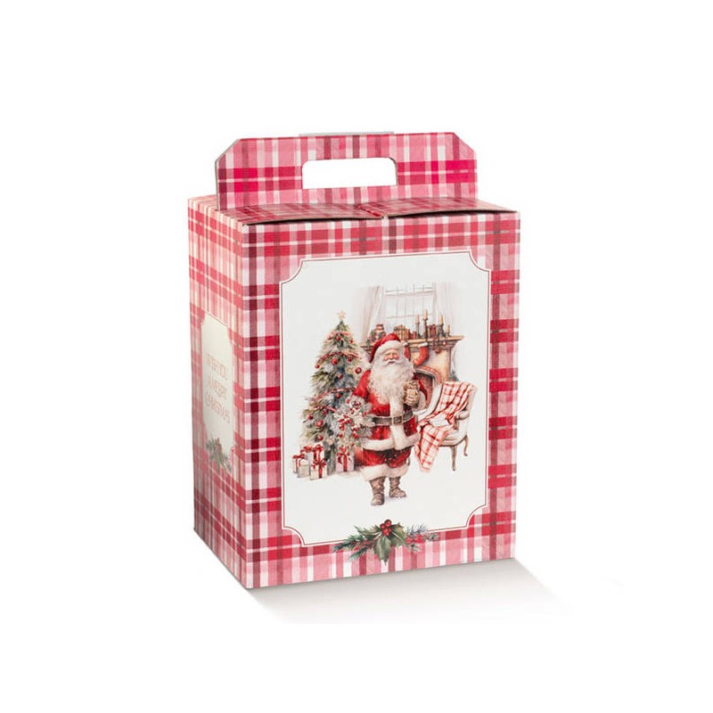 SCATOLA REGALO C/MANIGLIA 28x20x35cm SANTA'S HOME