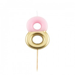 CANDELINA NUMERO 8 ROSA/ORO 10,5cm