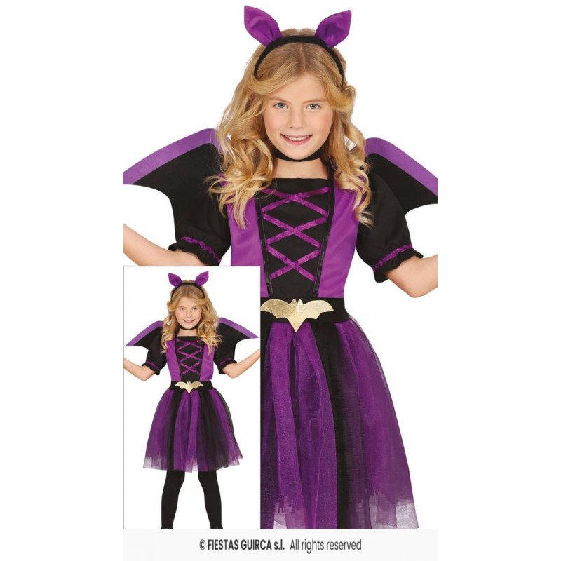 COSTUME BAMBINA PIPISTRELLO VIOLA 7-9 anni