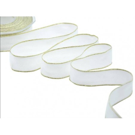 NASTRO ANIMATO SABLè BORDI LUREX mm40x25mt COL.1/O BIANCO-ORO