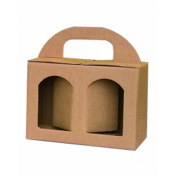 CESTELLO PORTA 2 VASETTI GRANDI AVANA 17x8x12cm