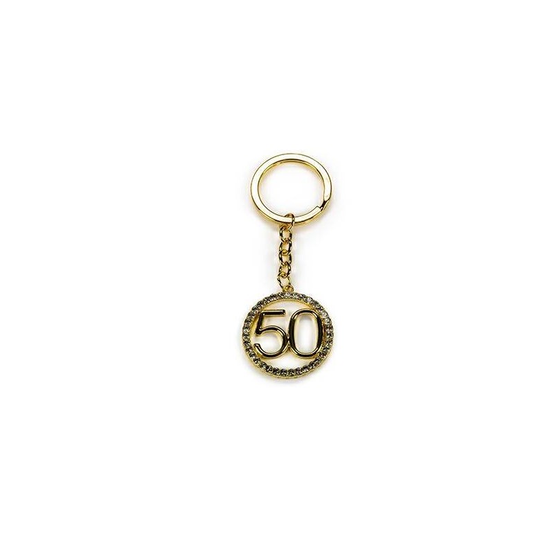 PORTACHIAVI 50ANNI CON STRAS ORO 1pz