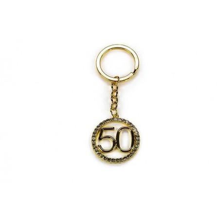 PORTACHIAVI 50ANNI CON STRAS ORO 1pz