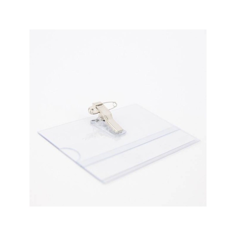 PORTABADGE IN PVC C/SPILLA E CLIP METAL SCATTO